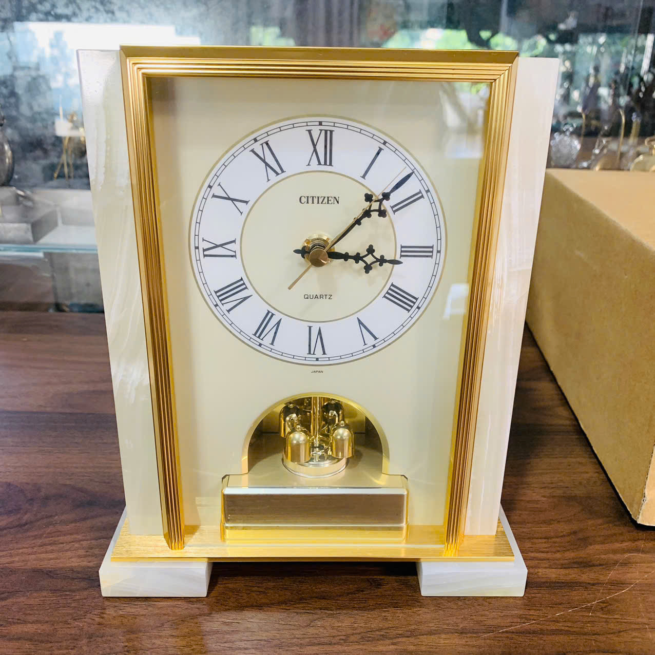 Đồng hồ để bàn Citizen đá ngọc Onyx , new full box