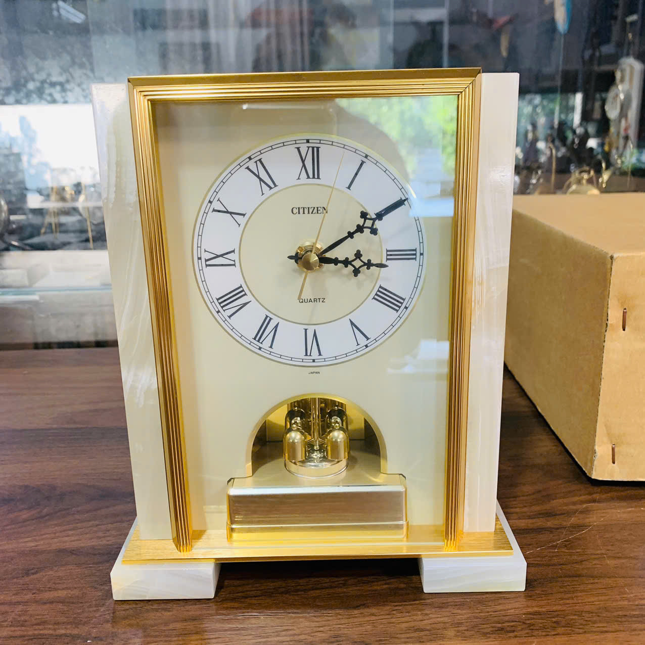 Đồng hồ để bàn Citizen đá ngọc Onyx , new full box