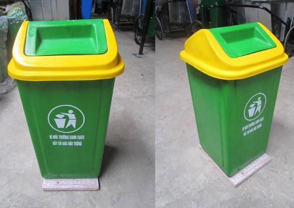 Thùng rác nhựa 90 lít nắp lật đế đá