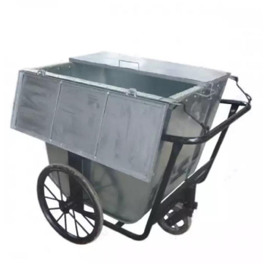 Xe gom rác bằng tôn 400 lít có nắp