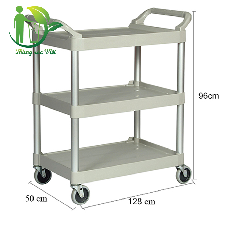 Xe đẩy 03 tầng khung nhôm