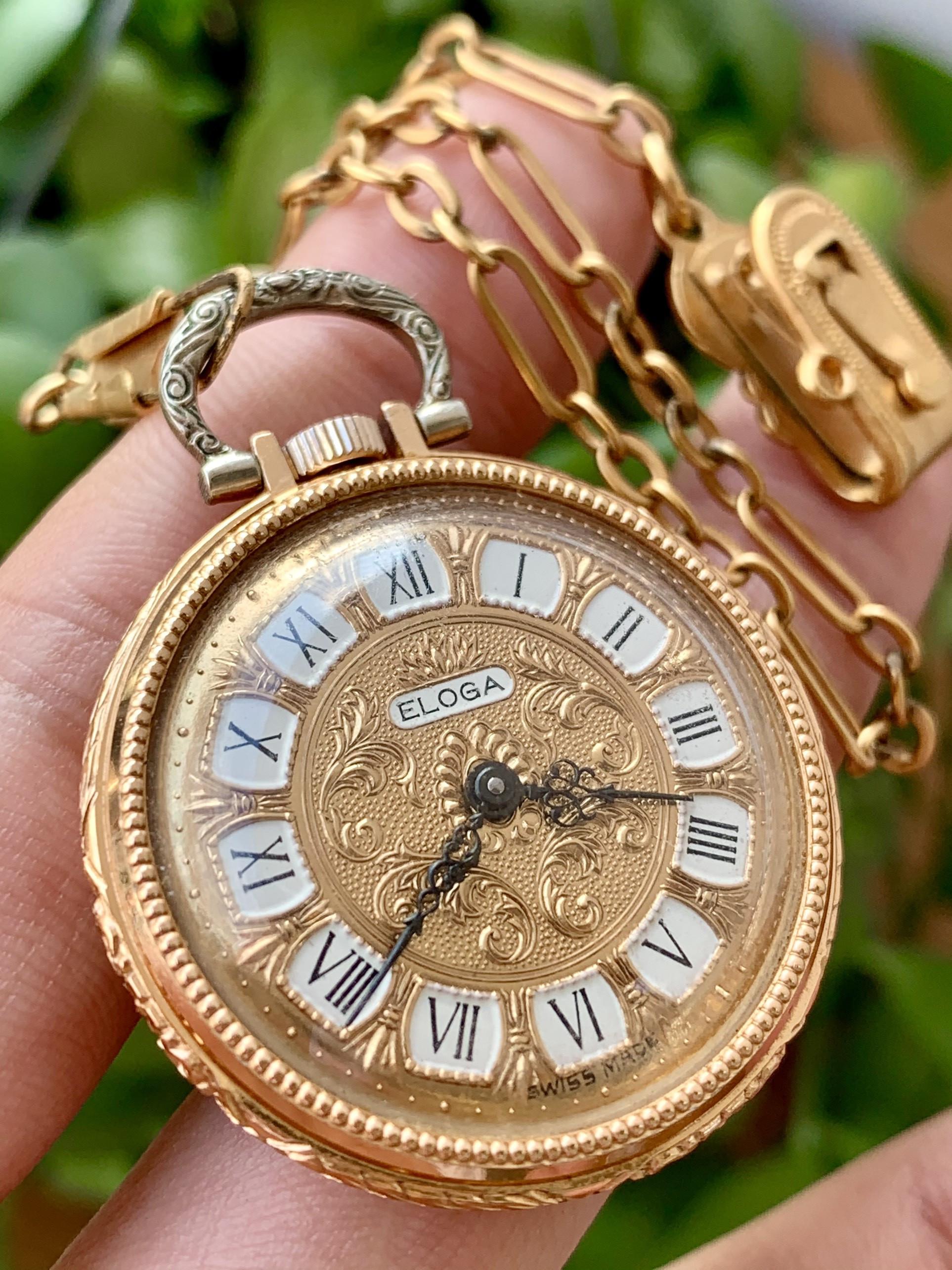 Đồng hồ quả quýt Eloga vintage kèm dây