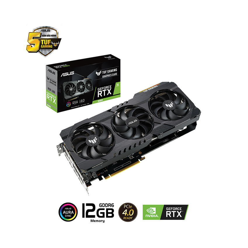 Card màn hình Asus TUF RTX 3060-12G-GAMING (12GB GDDR6, 192-bit, HDMI +DP, 1x8-pin)