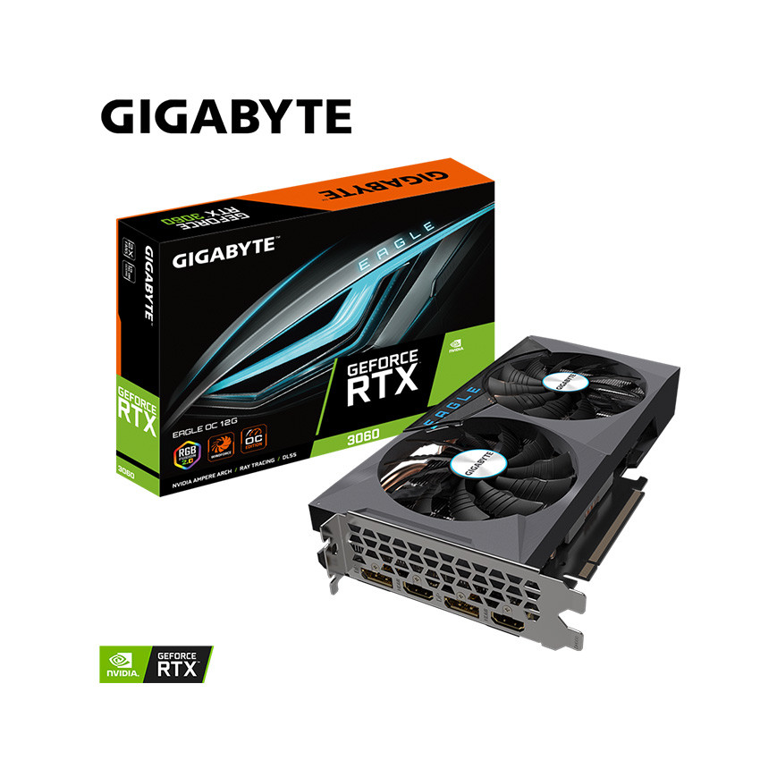 Card màn hình Gigabyte RTX 3060 EAGLE OC 12G (12GB GDDR6, 192-bit, HDMI +DP, 1x8-pin) - MBC