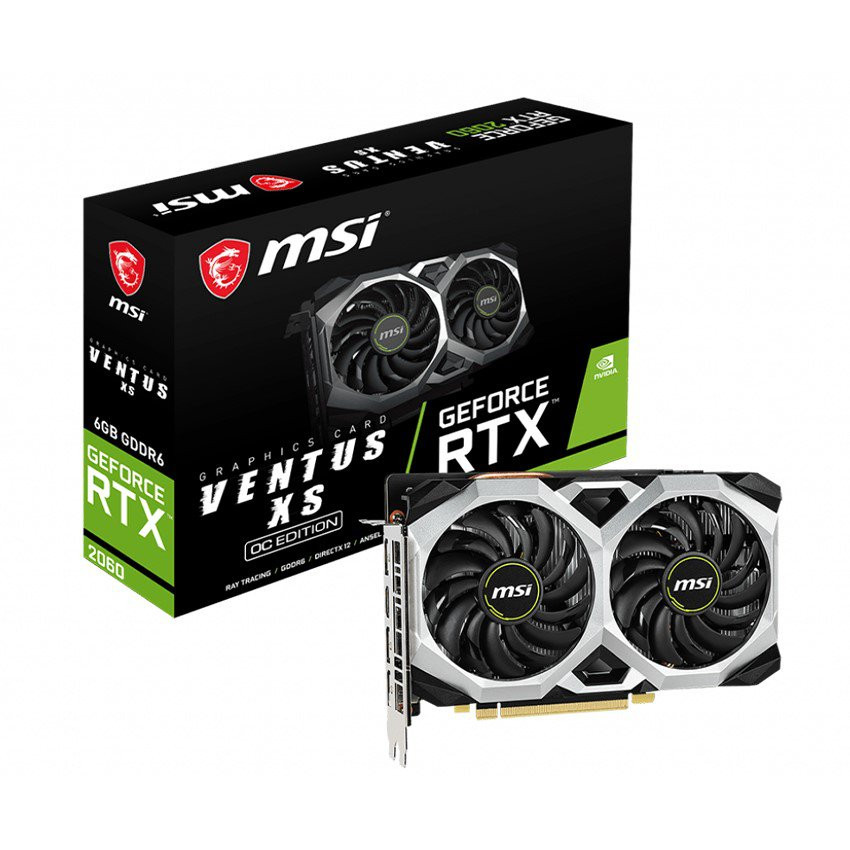 Card màn hình MSI RTX 2060 VENTUS XS OCV1 (6GB GDDR6, 192-bit, DVI+HDMI+DP, 1x8-pin) - MBC