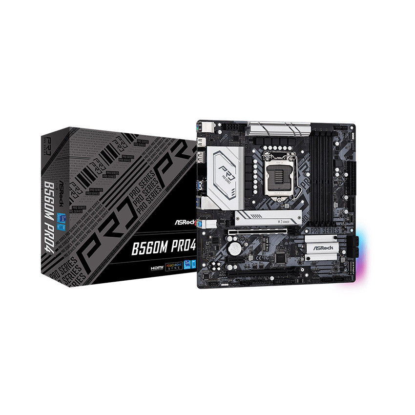 Mainboard ASROCK B560M PRO4 (Intel B560, Socket 1200, m-ATX, 4 khe Ram DDR4) - MBC