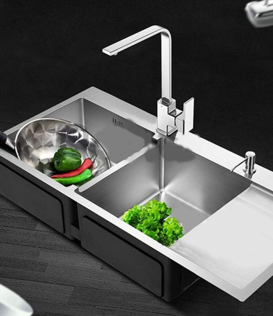 CHẬU RỬA BÁT 2 HỐ +1 BÀN
