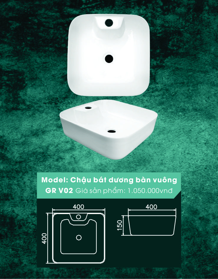 Chậu bát dương bàn vuông GR-V02