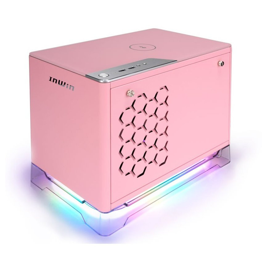 Vỏ case InWin A1 Plus Pink QI Charger - Full Side Tempered Glass Mini ITX ( Mini Tower/Màu Hồng) - MBC