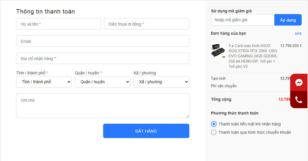 Hướng dẫn đặt mua hàng online
