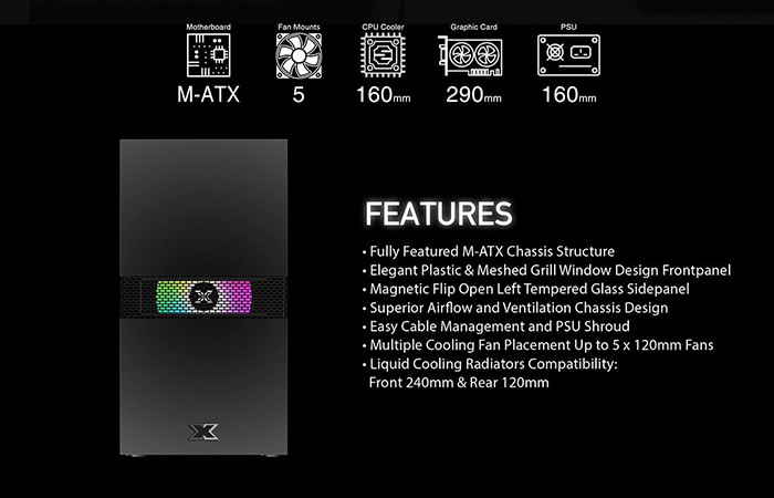 Vỏ case Xigmatek FADIL 1F - EN47970 (Màu Đen/ 1 Fan RGB) - MBC