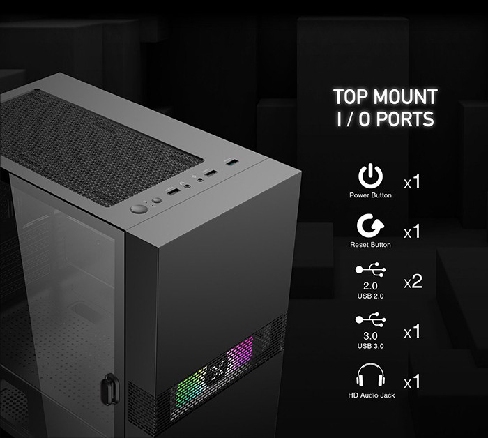 Vỏ case Xigmatek FADIL 1F - EN47970 (Màu Đen/ 1 Fan RGB) - MBC