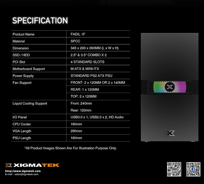 Vỏ case Xigmatek FADIL 1F - EN47970 (Màu Đen/ 1 Fan RGB) - MBC