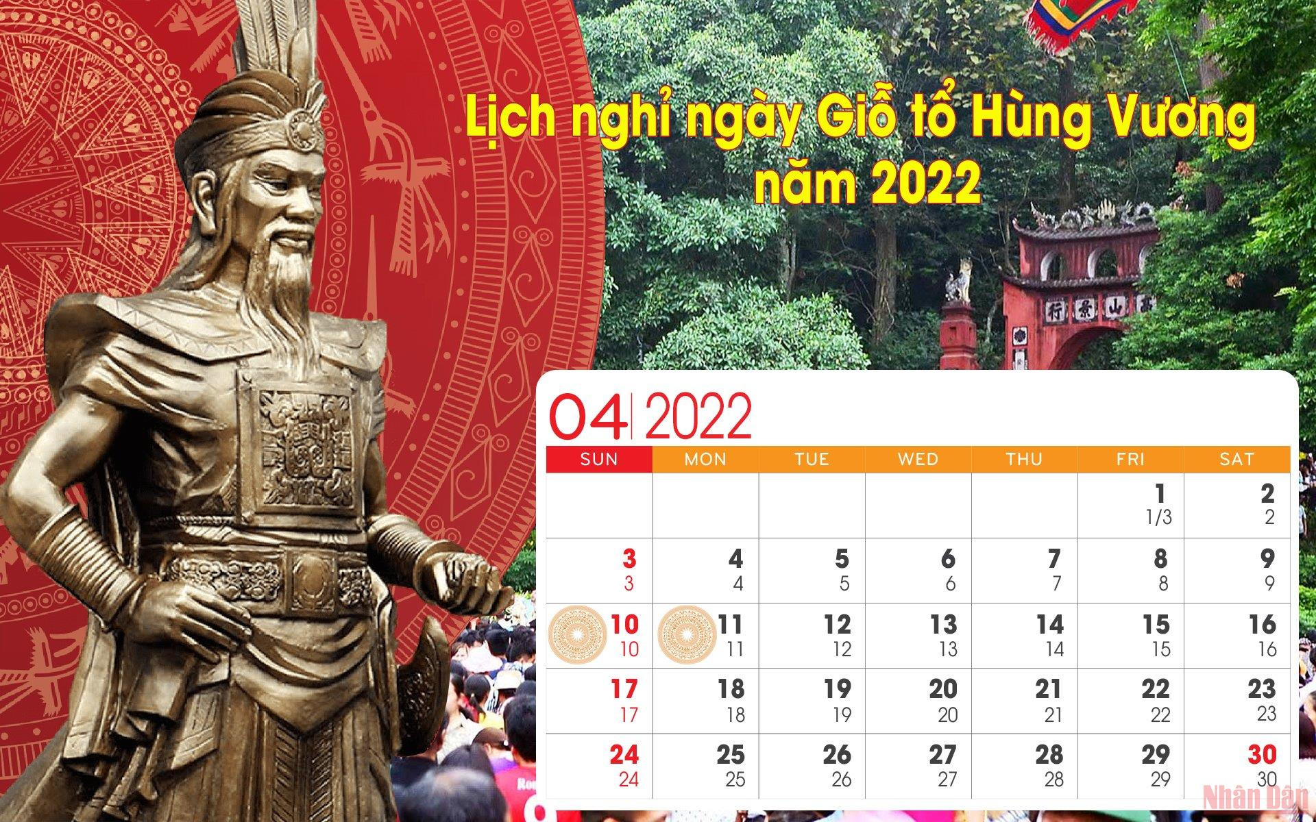 Lịch nghỉ Lễ Giỗ Tổ Hùng Vương 2022