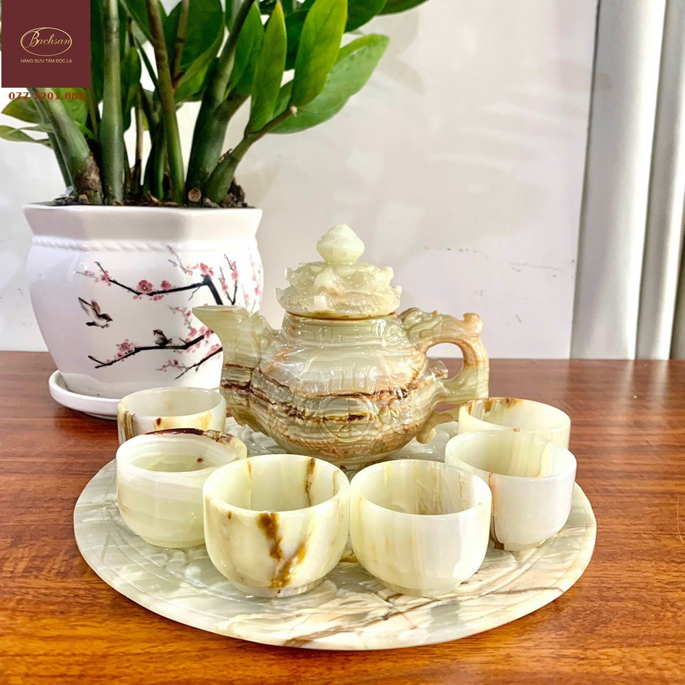 Bộ ấm chén làm bằng đá ngọc Onyx Pakistan