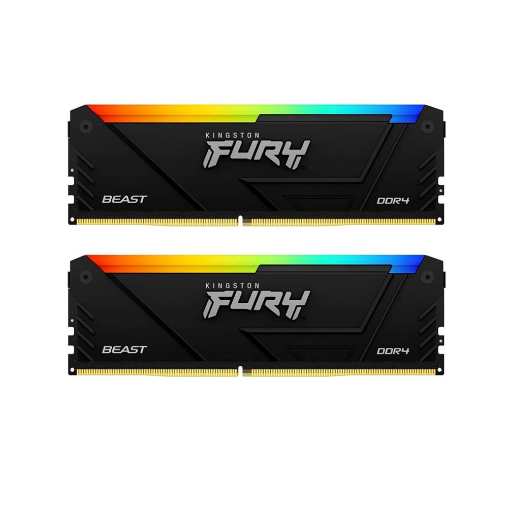 Ram Desktop Kingston Fury Beast RGB (KF436C17BBAK2/16) 16GB (2x8GB) DDR4 3600Mhz