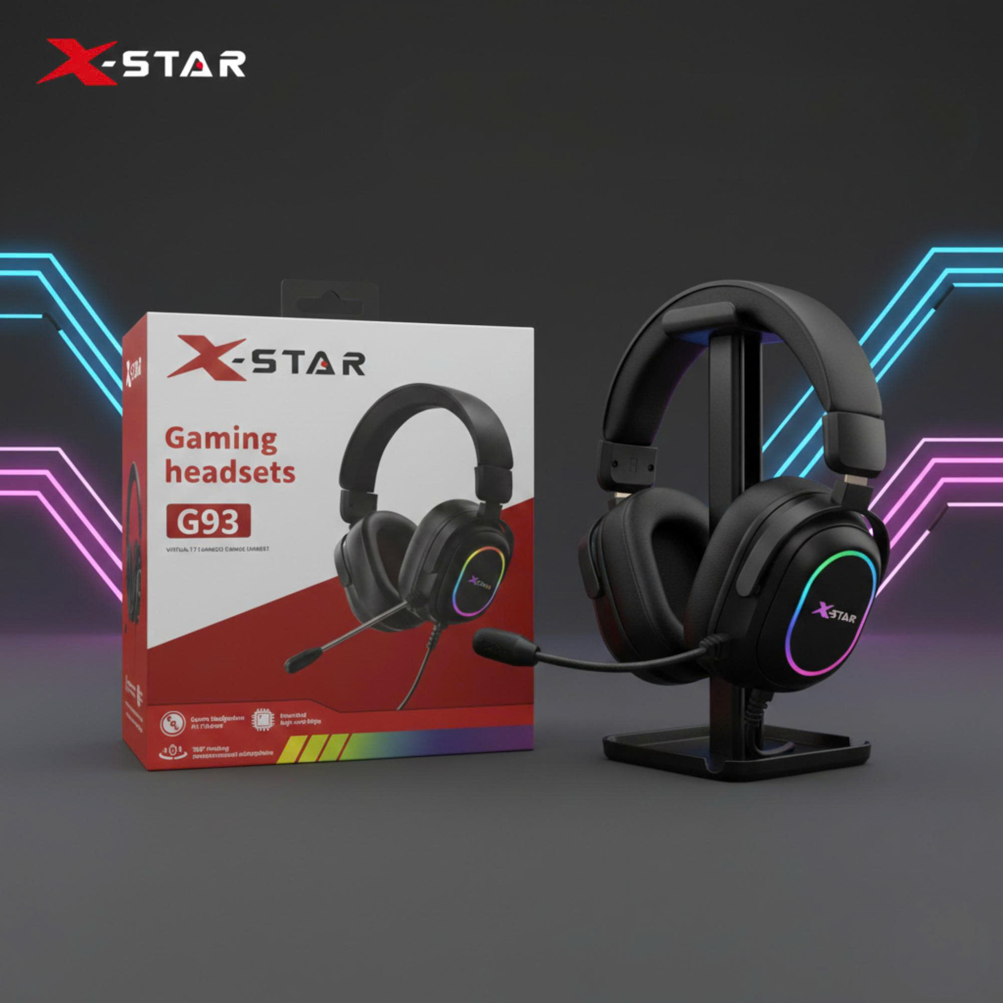 Tai Nghe Chụp Gaming XSTAR G93 RGB  Mới 100% Bảo Hành 12 Tháng