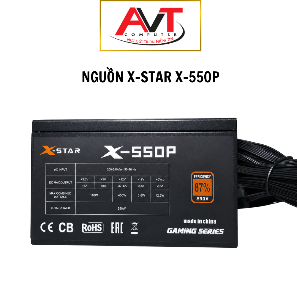 NGUỒN MÁY TÍNH XSTAR X-550 Công Suất Thực 550W 80Plus