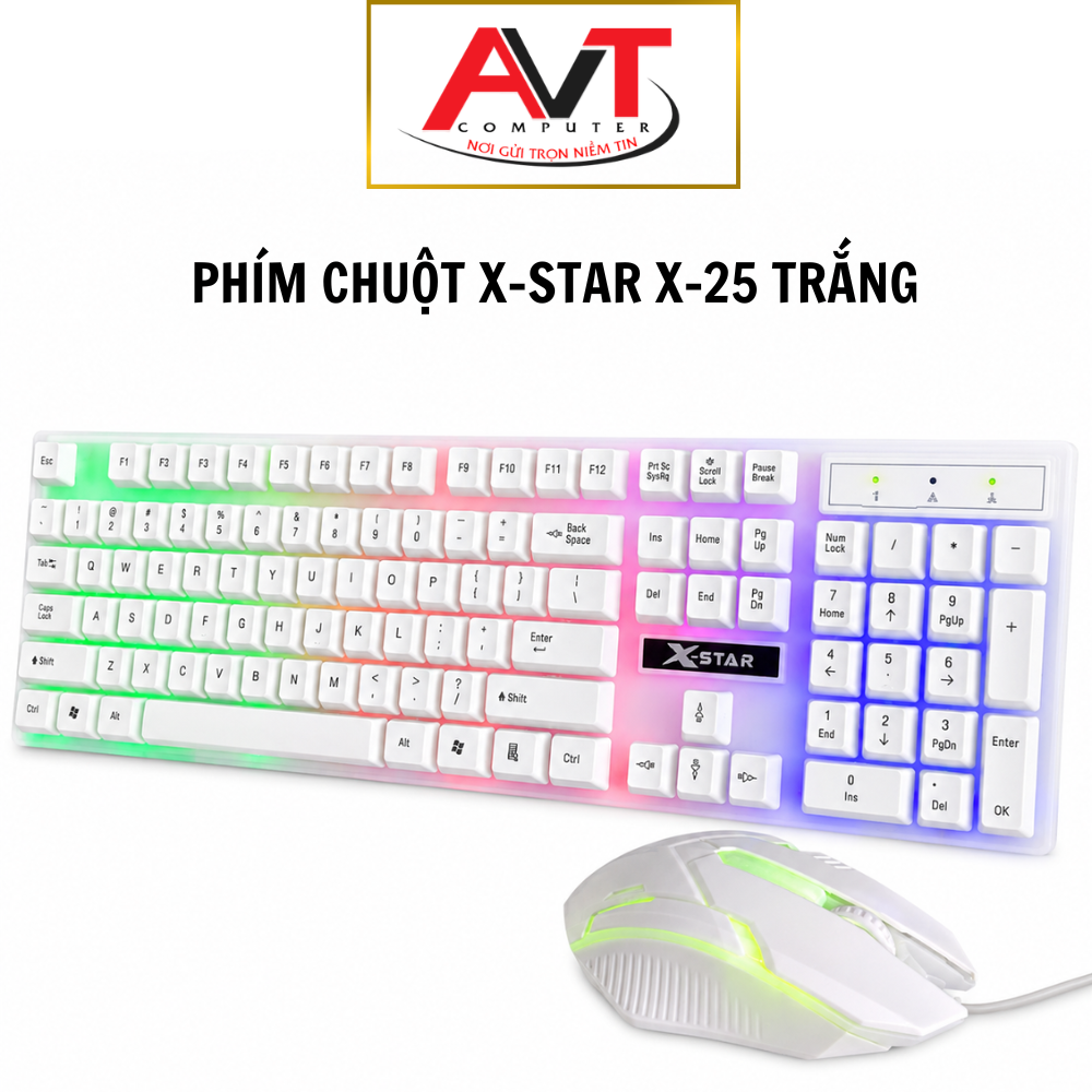 BỘ PHÍM CHUỘT XSTAR X25 Trắng có LED